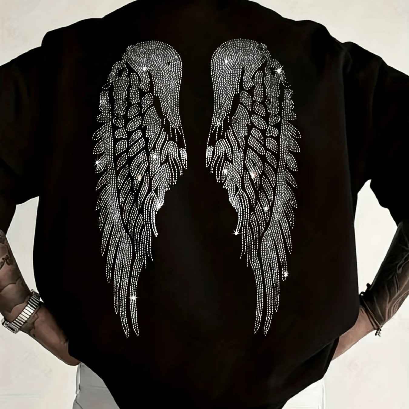 Men's Angel Wing Rhinestone Graphic Tee