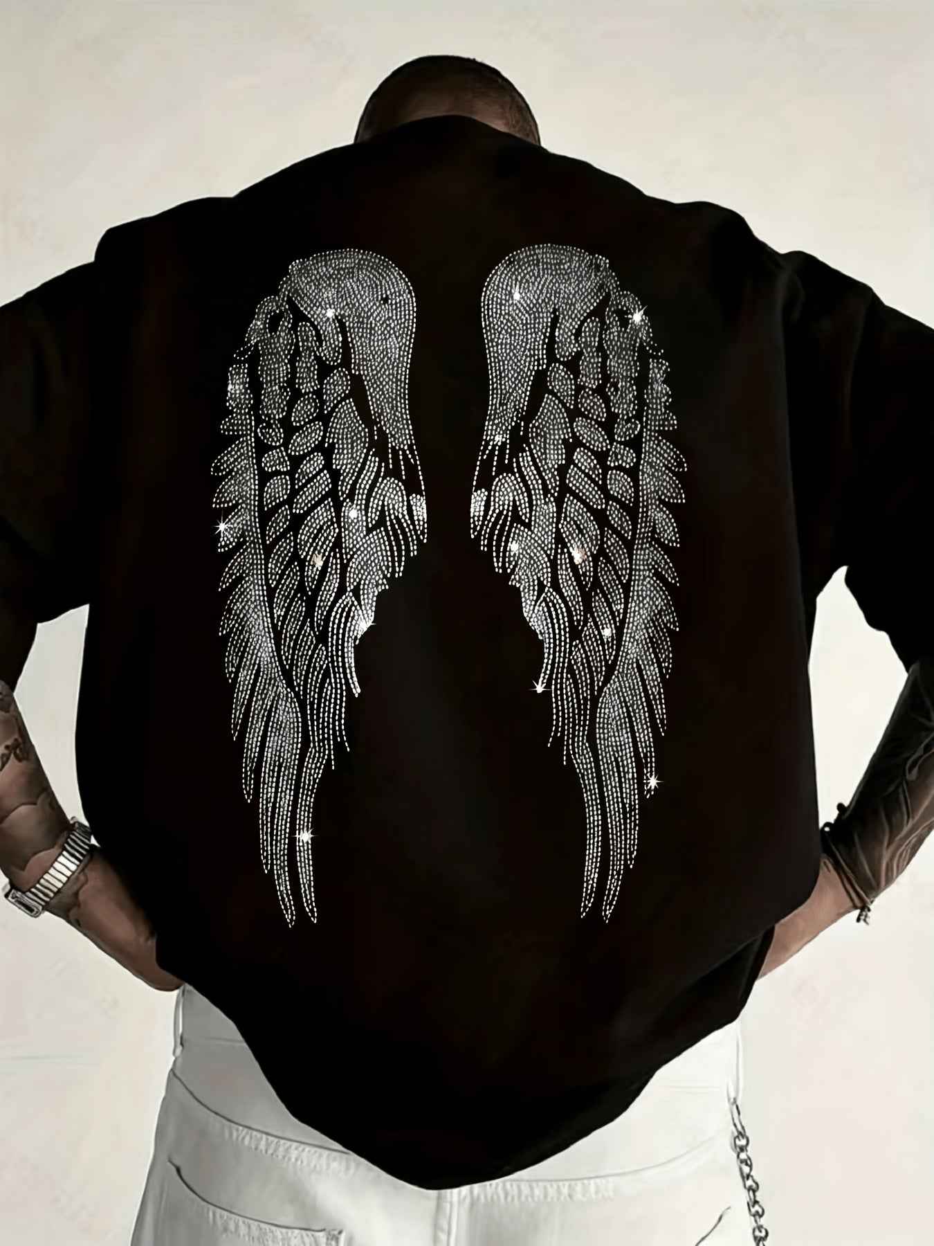 Men's Angel Wing Rhinestone Graphic Tee