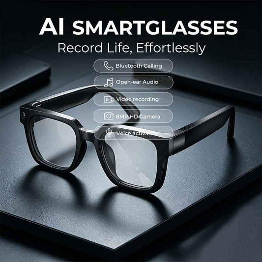 AI Smart Glasses, 8GB Large Capacity Memory 8MP Camera, 100+ Language Translation, Wireless Call/Music