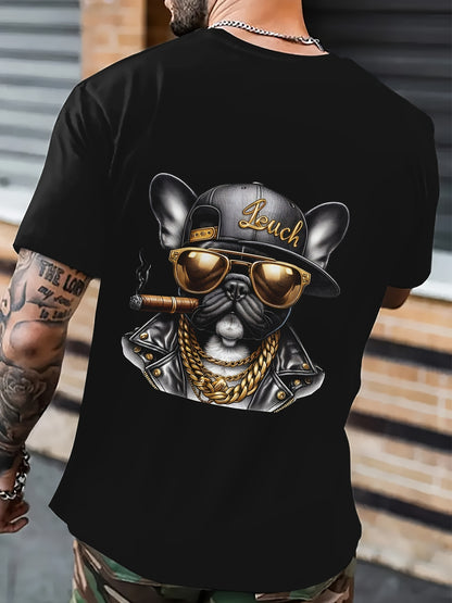 Hip-hop Dog Gold Chain Pattern Men's T-shirt