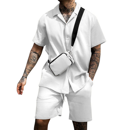 Men's Casual And Comfortable Polo Short-sleeved Short Set