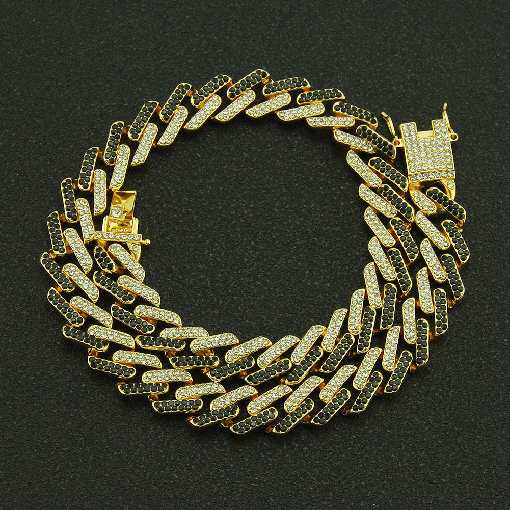 Geometric Square Cuban Colored Diamond Bracelet