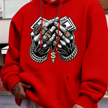 Mens Street Style Pocketed Winter Hooded Sweatshirt