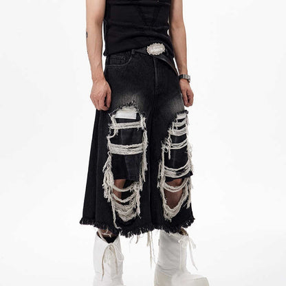 Ripped Cropped Denim Distressed Shorts