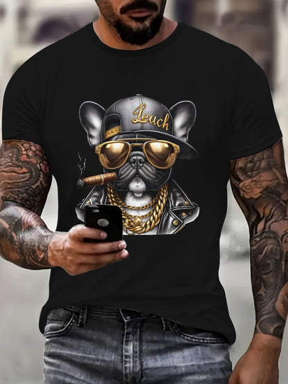 Hip-hop Dog Gold Chain Pattern Men's T-shirt