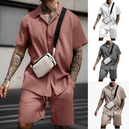 Men's Casual And Comfortable Polo Short-sleeved Short Set