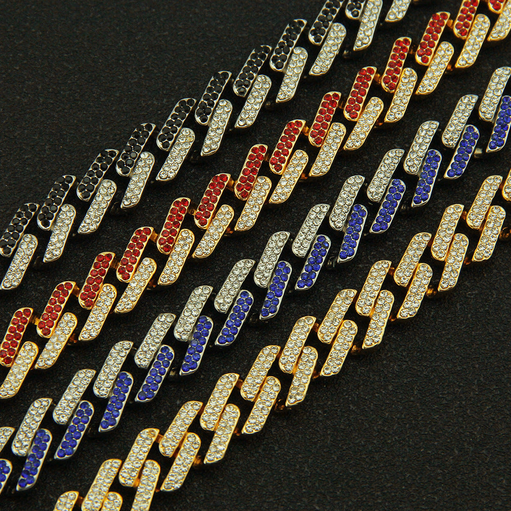 Geometric Square Cuban Colored Diamond Bracelet