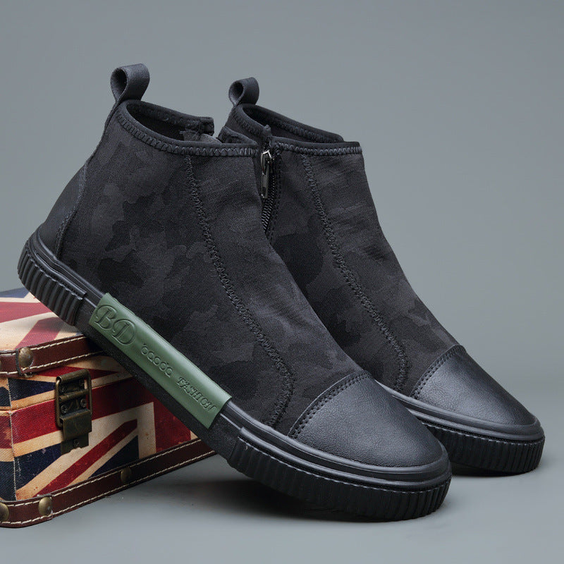 High-top Canvas Slip-on Lazy Camouflage Breathable Casual Shoes