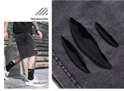 Five-point Men's Denim Ripped Shorts