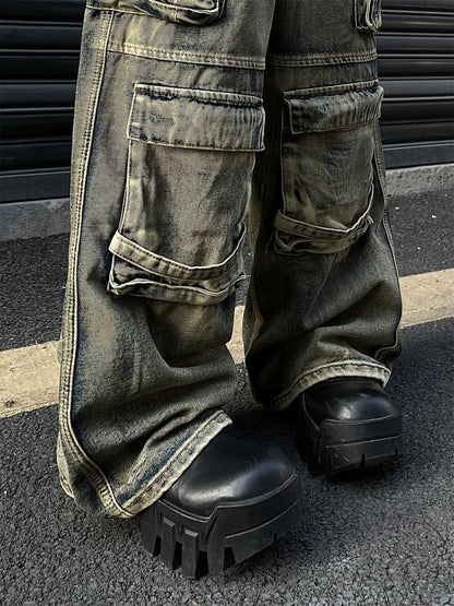 Retro Pocket Wide Leg Jeans