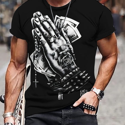 Men's Praying Hands Printed T-shirt