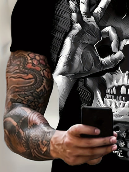 Creative Skull Print Men's Casual Street Style T-shirt