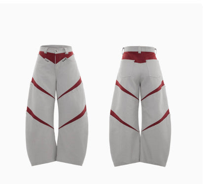 Industry Deconstruction Three-dimensional Contrast Color Rivet Pants
