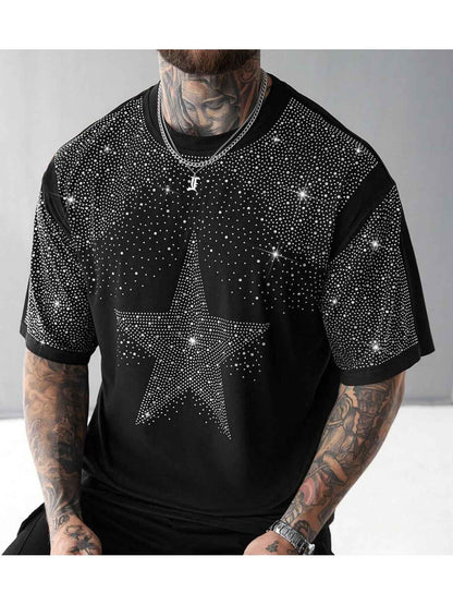 Men's Oversized Rhinestone Print Tee U