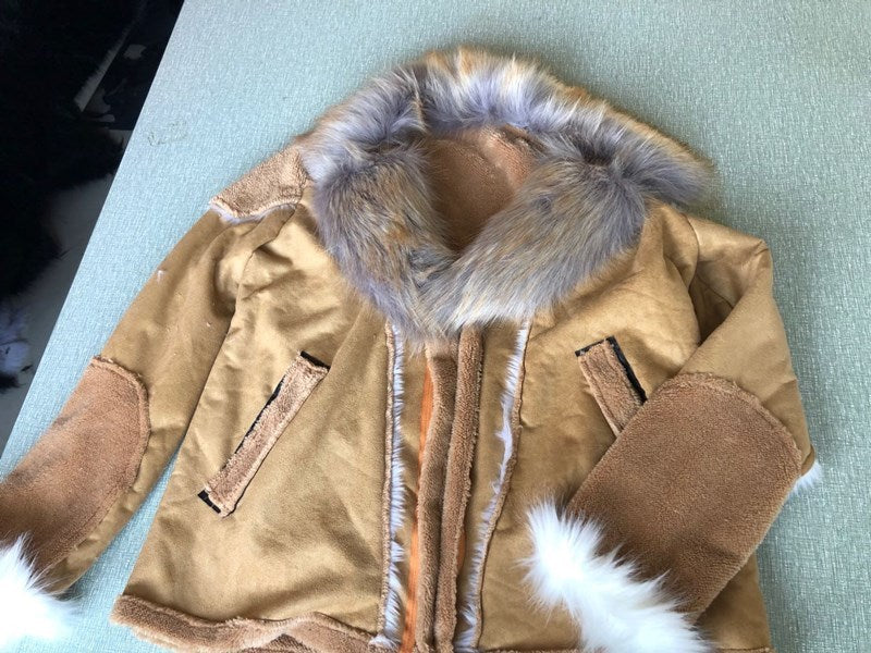 Men's Faux Fur Collar Long Sleeve Jacket