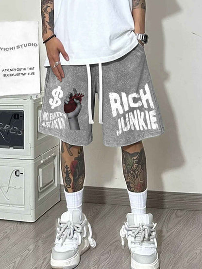 Mens Retro Washed Casual Summer Street Sport Shorts