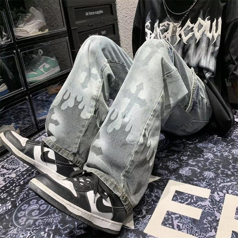 Splashing Cross Ink Denim Wash Jeans