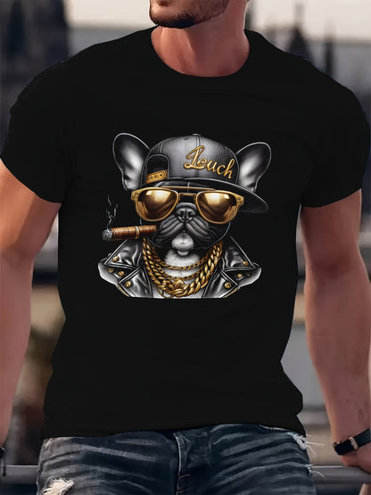 Hip-hop Dog Gold Chain Pattern Men's T-shirt