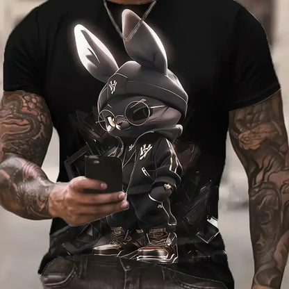 Printed Rabbit Designed Short Sleeves Shirt