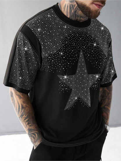 Men's Oversized Rhinestone Print Tee U