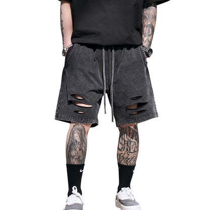 Five-point Men's Denim Ripped Shorts