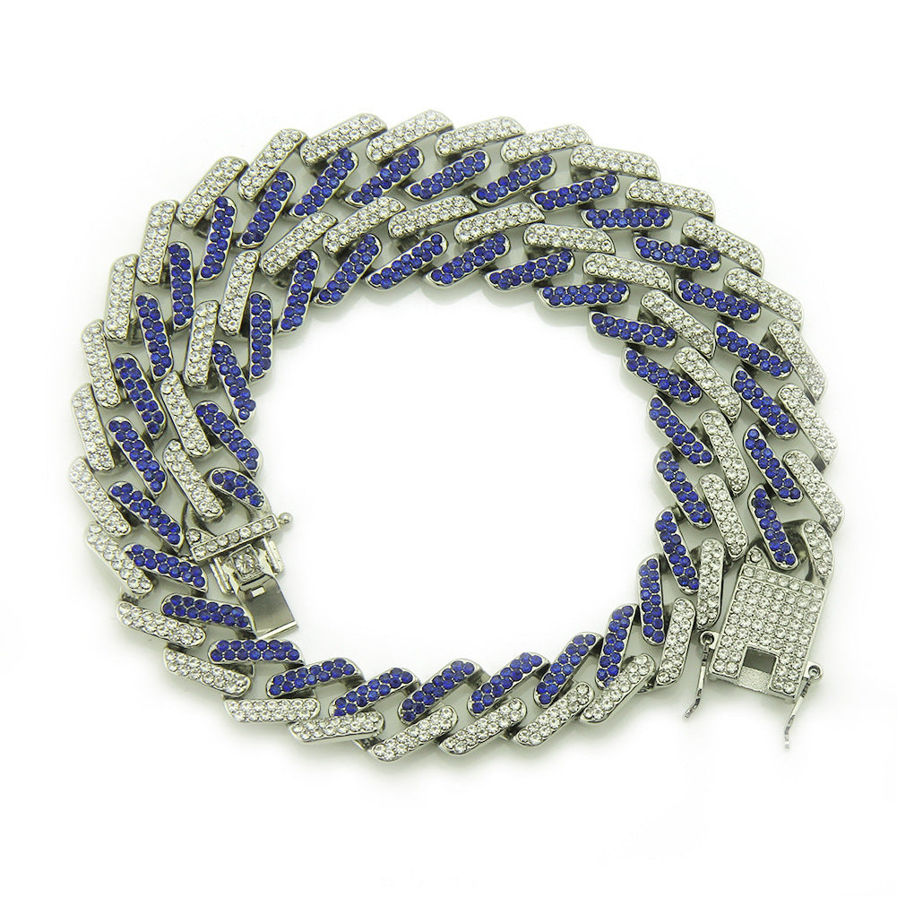 Geometric Square Cuban Colored Diamond Bracelet
