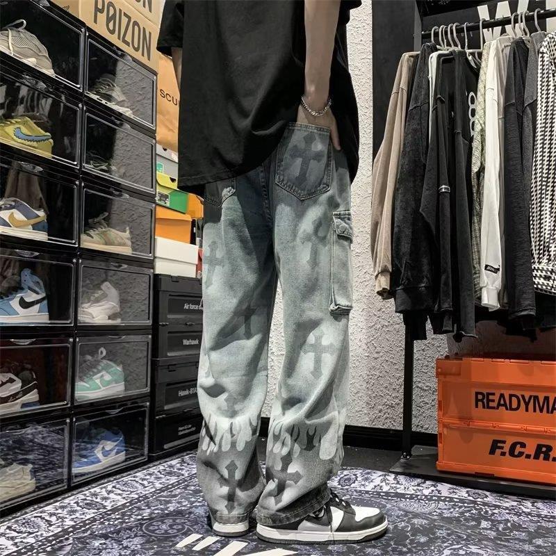 Splashing Cross Ink Denim Wash Jeans