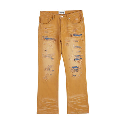Fashion Washed Gradient Hole Jeans