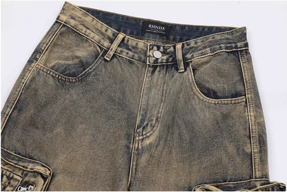 Retro Pocket Wide Leg Jeans