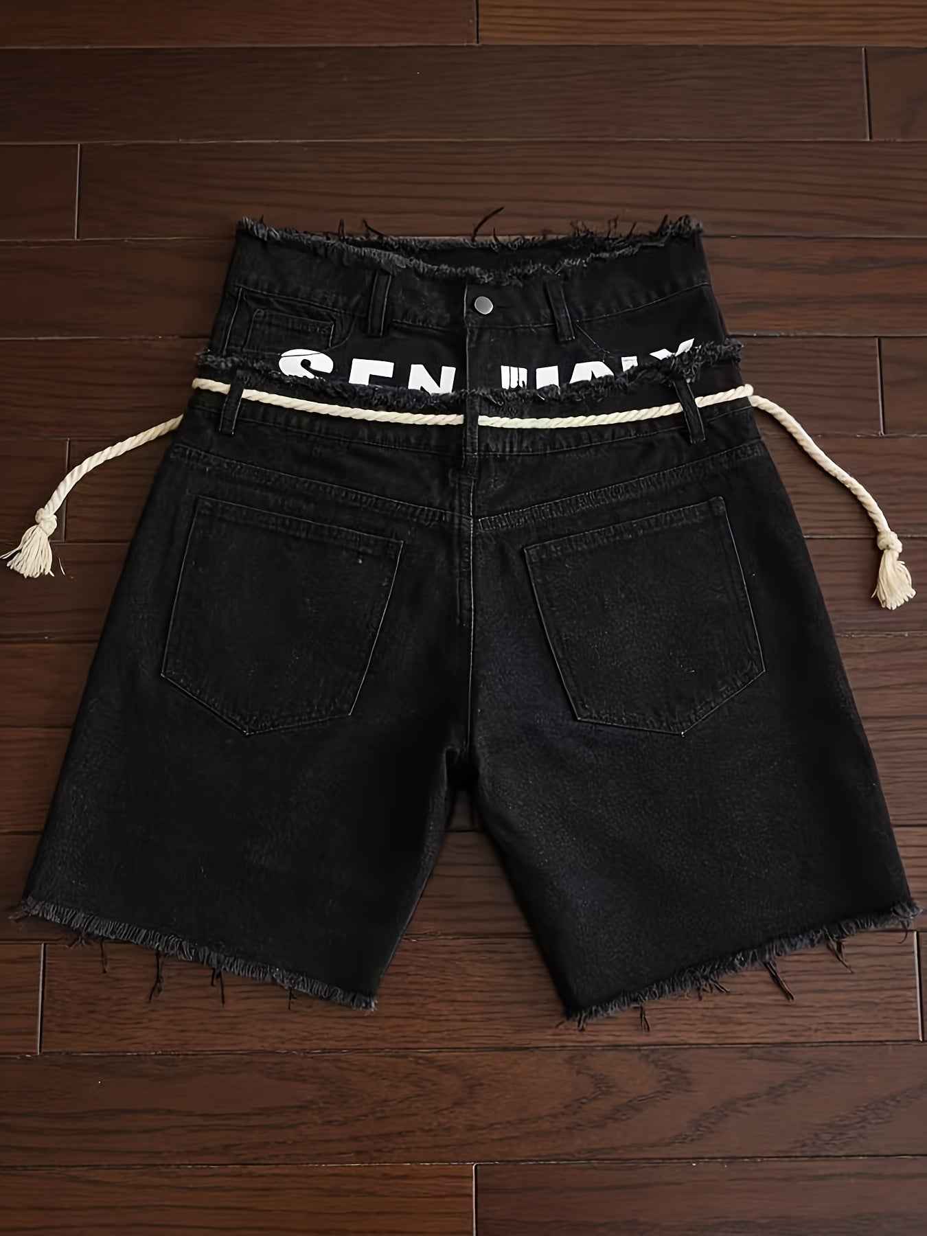 Street Style Diamond Frayed Denim Shorts