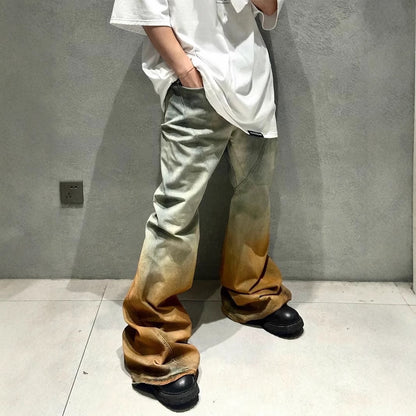 Men's Gradient Wide Leg Distressed Jeans