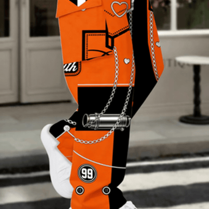 American Street Racing Style Cargo Wide-Leg Pants