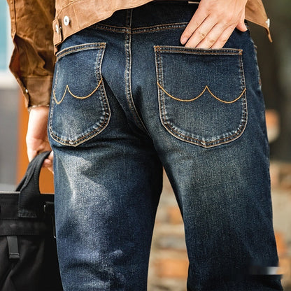 Vintage Denim Washed Men's Straight Jeans