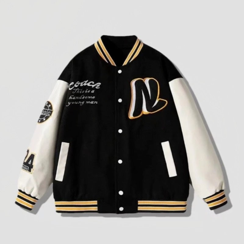 Chaqueta de béisbol con letras bordadas de Street Letter