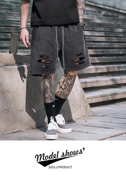Five-point Men's Denim Ripped Shorts