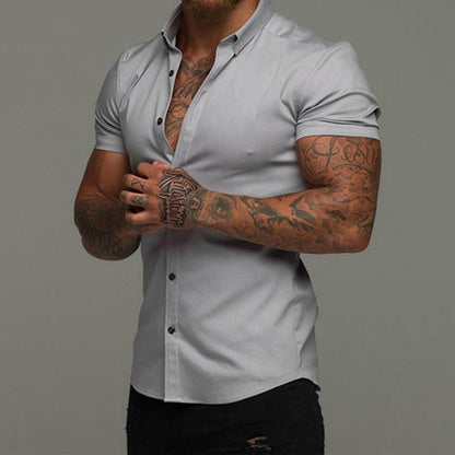 Fitted Men's Short Sleeve Casual Shirt
