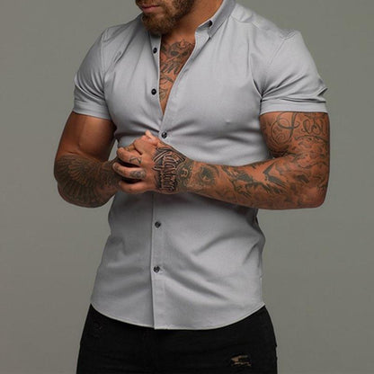 Fitted Men's Short Sleeve Casual Shirt