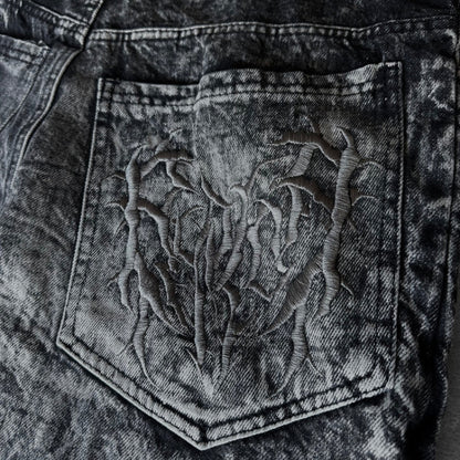High Street Spider Embroidery Patch Jeans