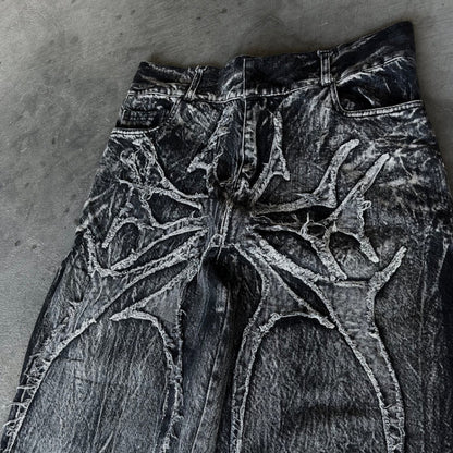 High Street Spider Embroidery Patch Jeans