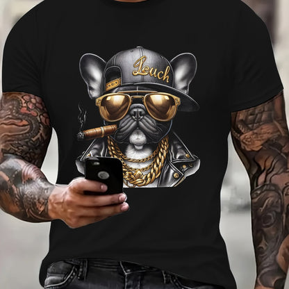 Hip-hop Dog Gold Chain Pattern Men's T-shirt