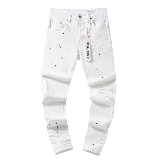 High Street Hole & Patch Trendy Straight Jeans