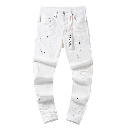 High Street Hole & Patch Trendy Straight Jeans