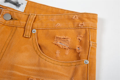Fashion Washed Gradient Hole Jeans