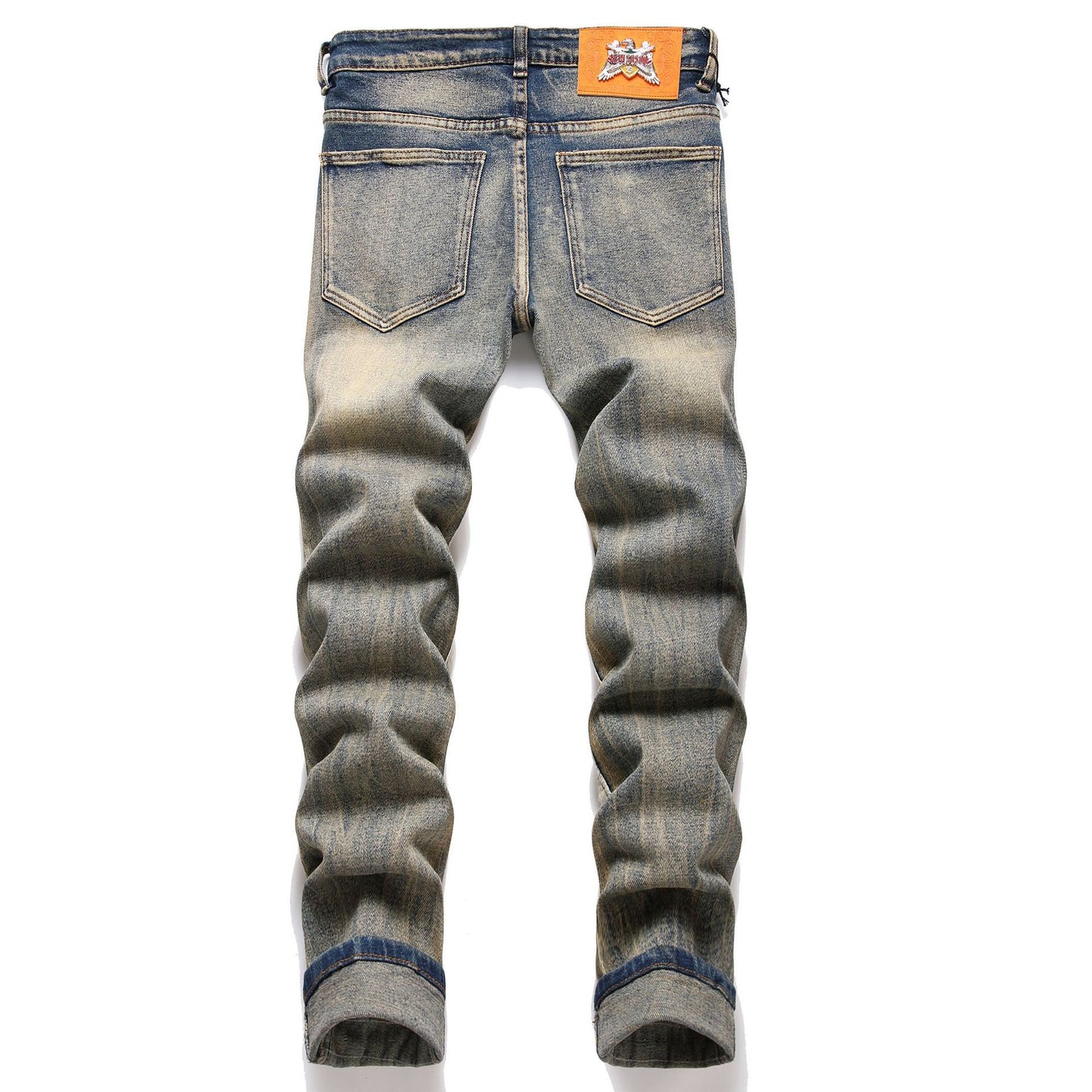 Spliced Cut-off Multi-pocket Trendy Mid-rise Jeans