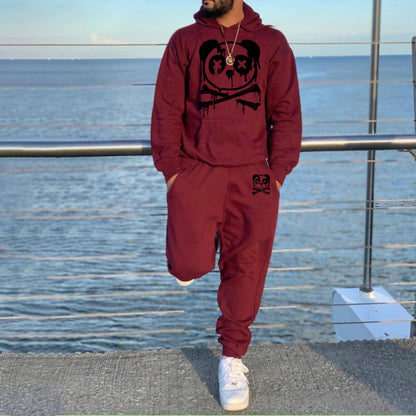 Traje de pantalón rojo de color liso, informal, urbano, de manga larga