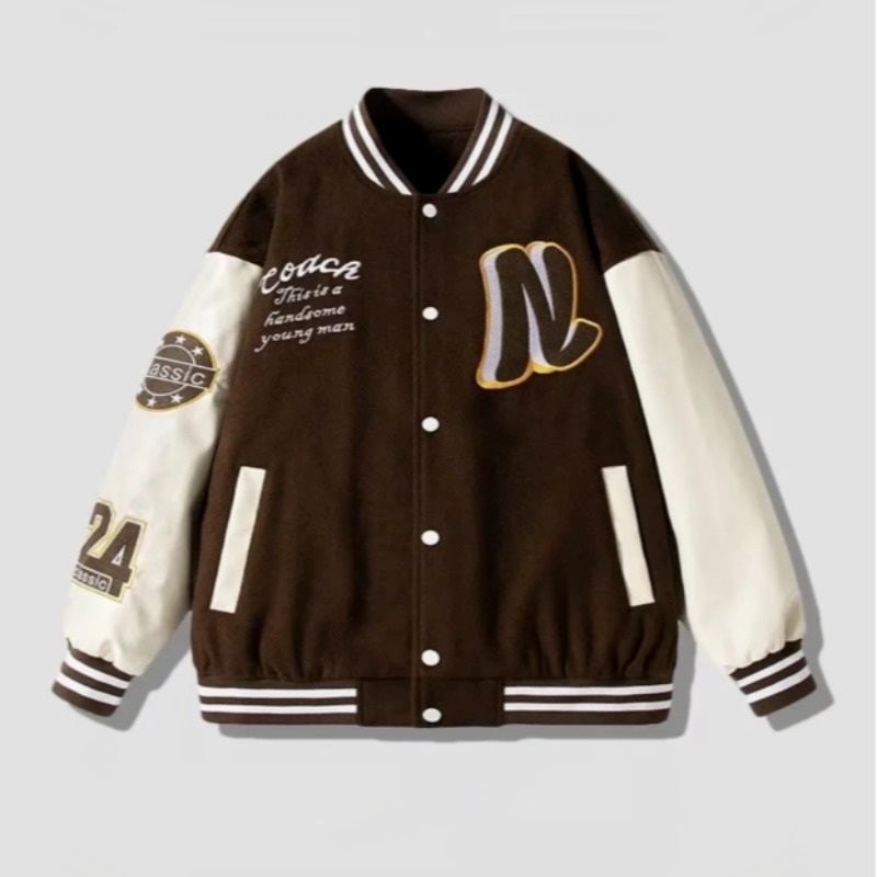 Chaqueta de béisbol con letras bordadas de Street Letter