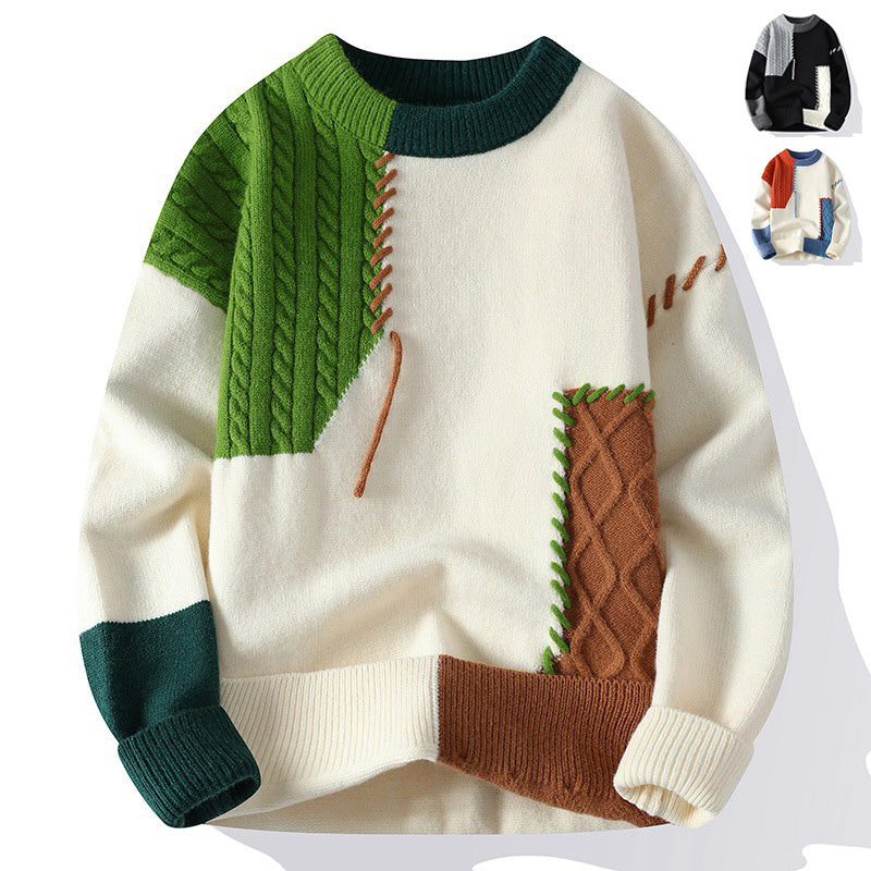 Colorblock Pullover Fashion Long Sleeve Men's Sweater