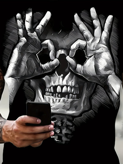 Creative Skull Print Men's Casual Street Style T-shirt