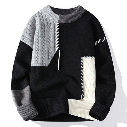 Colorblock Pullover Fashion Long Sleeve Men's Sweater