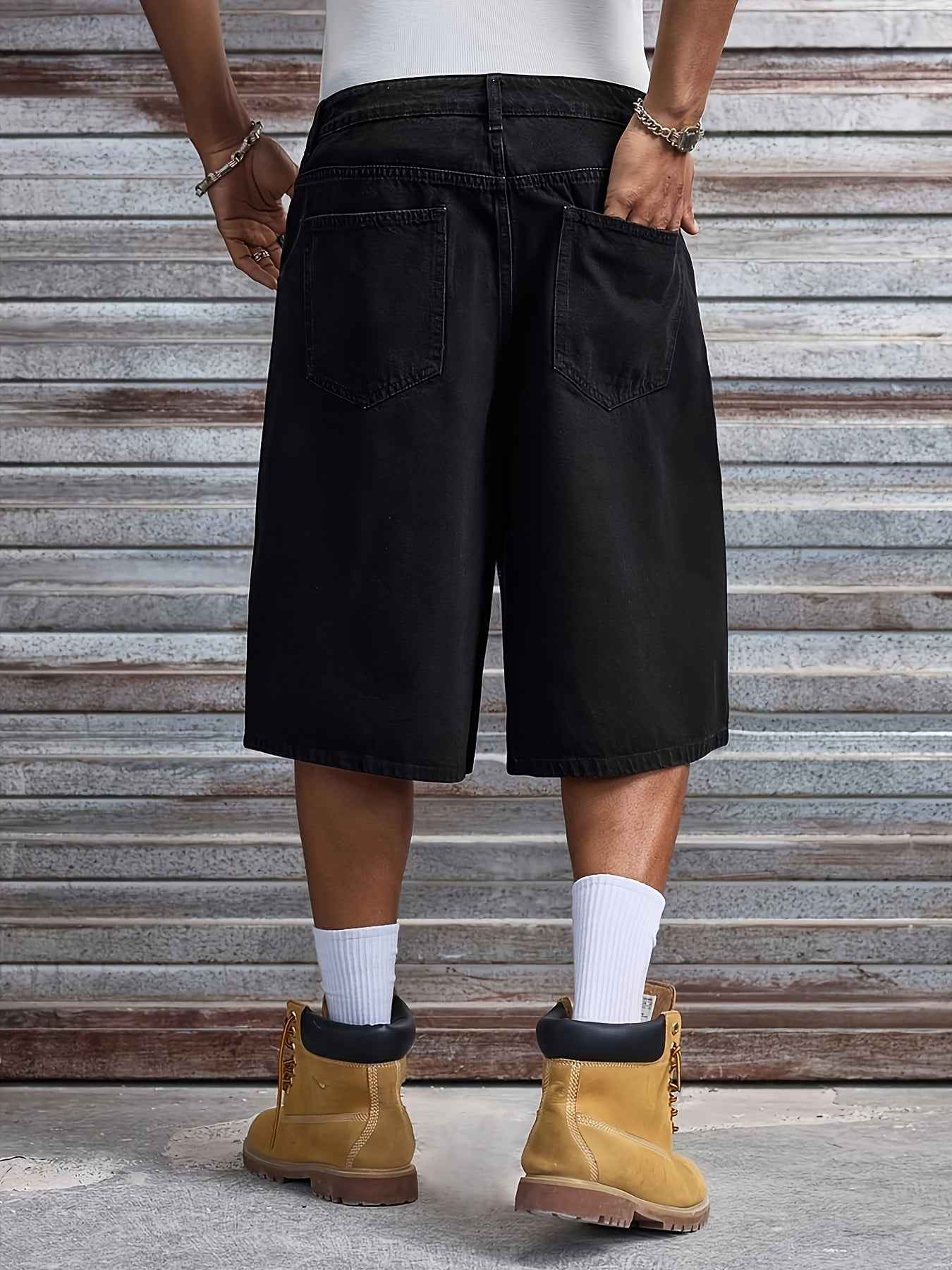 Printed Men's Black Denim Cool Shorts